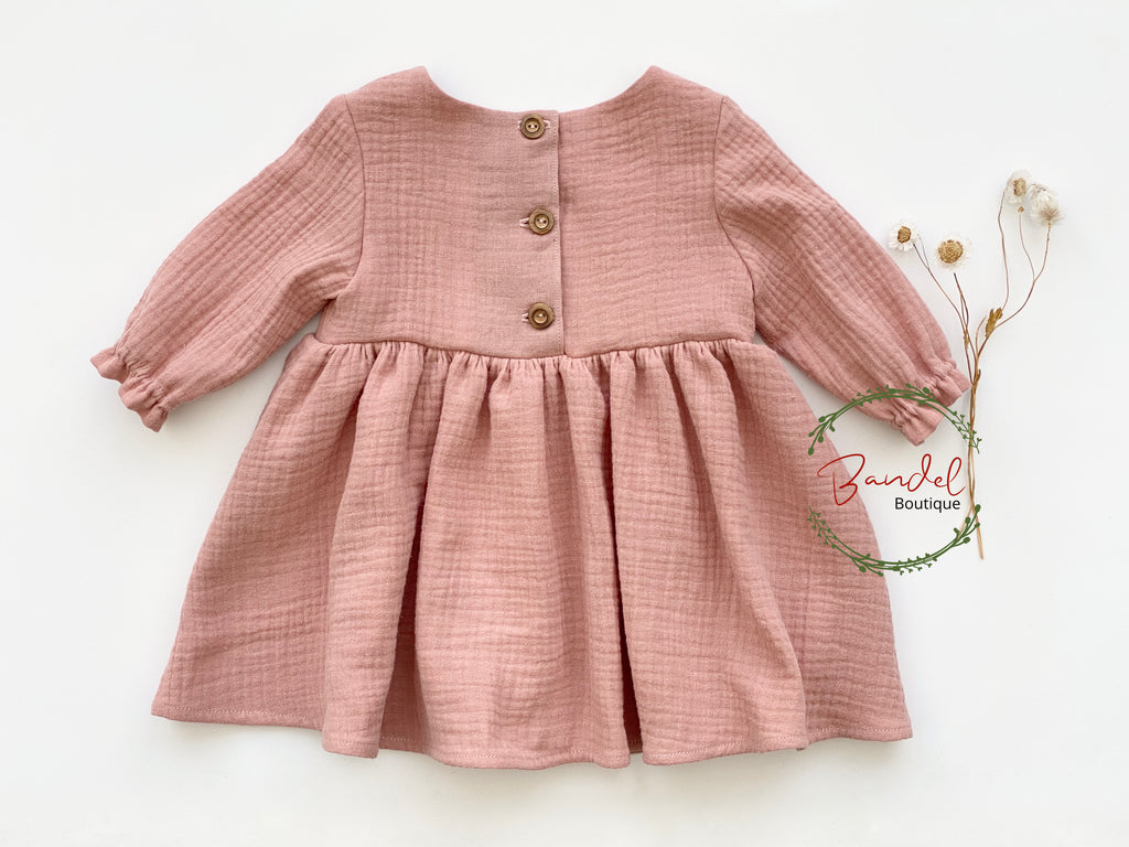 Muslin Dress, dusty- rose