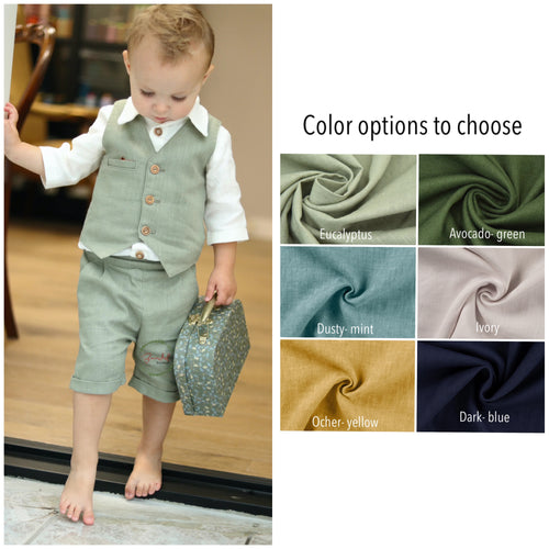 3-Pieces Linen Pageboy Suit - Boys 0- 10 Years