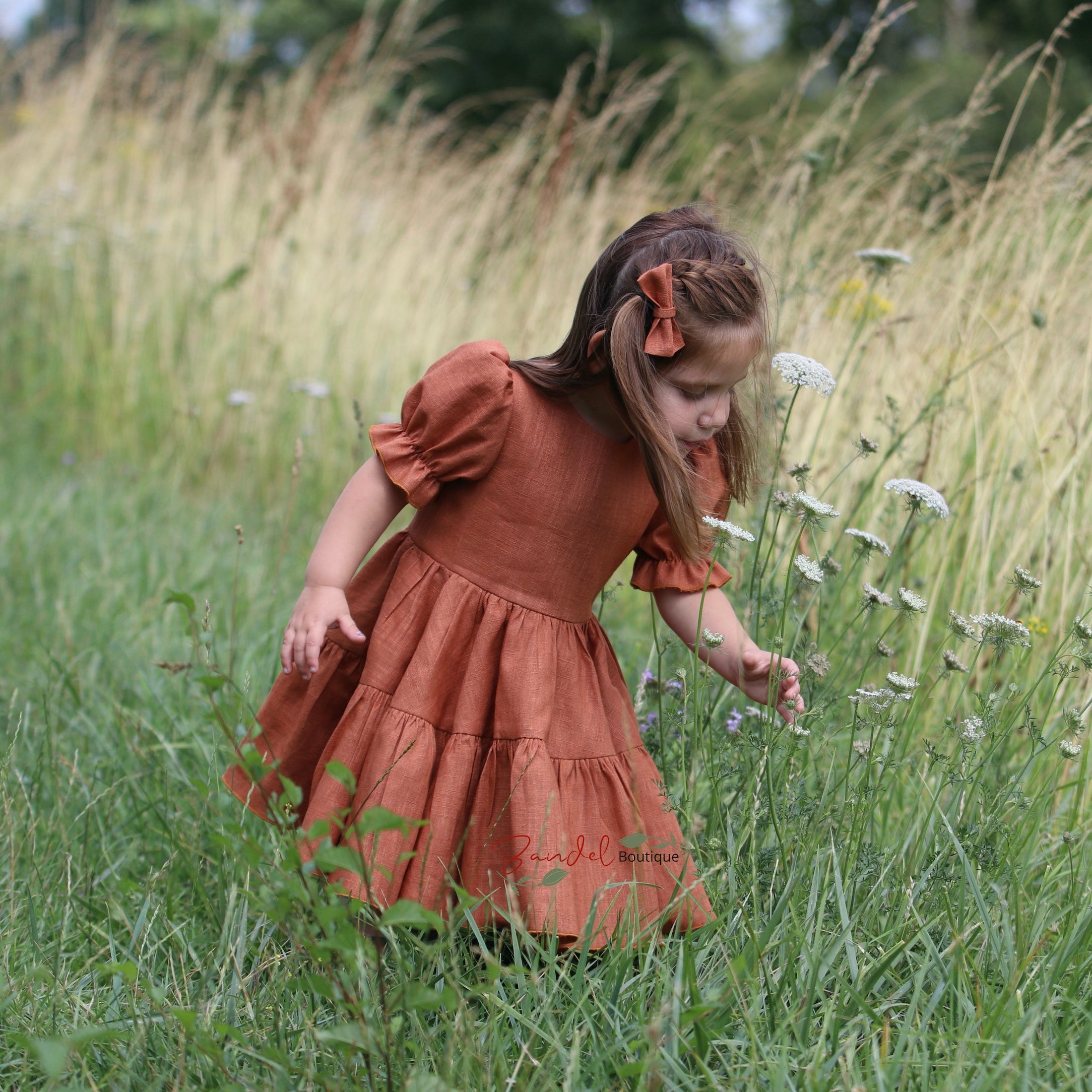 Linen Rust Dress - Girls Flower Girl Dress - Natural Linen | Bandel Boutique Linen Rust Dress - Girls Flower Girl Dress - Natural Linen | Bandel Boutique