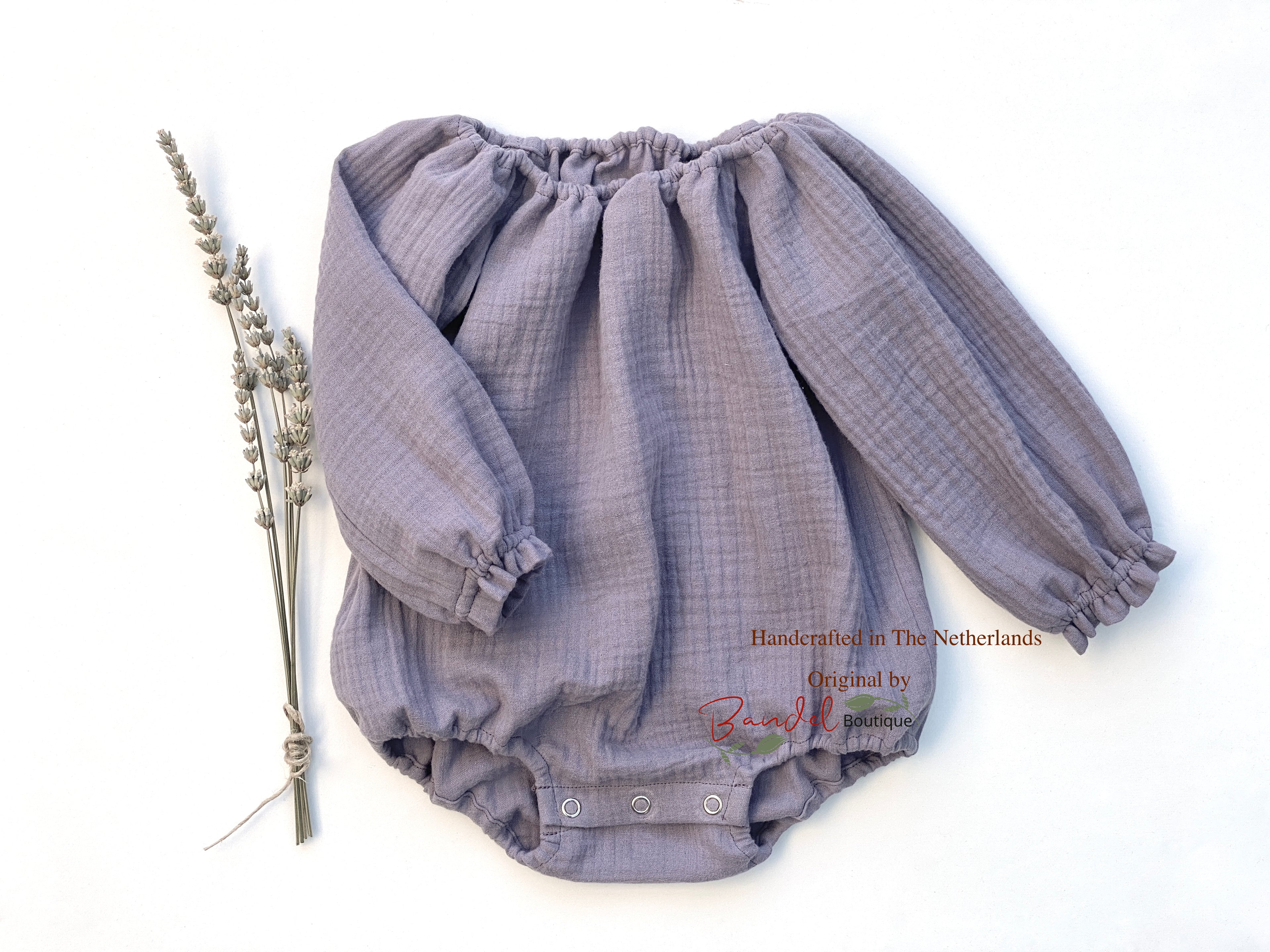 Lilac long- sleeve organic newborn romper