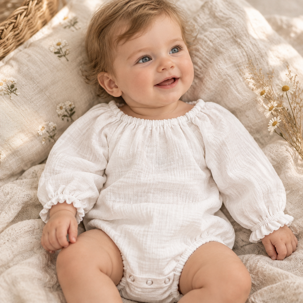 White Muslin Romper