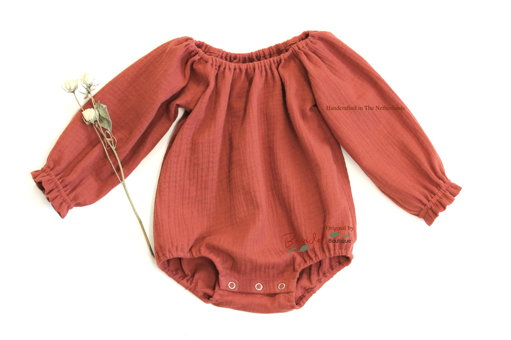 Terra muslin newborn romper, Long- sleeve gauze toddler playsuit