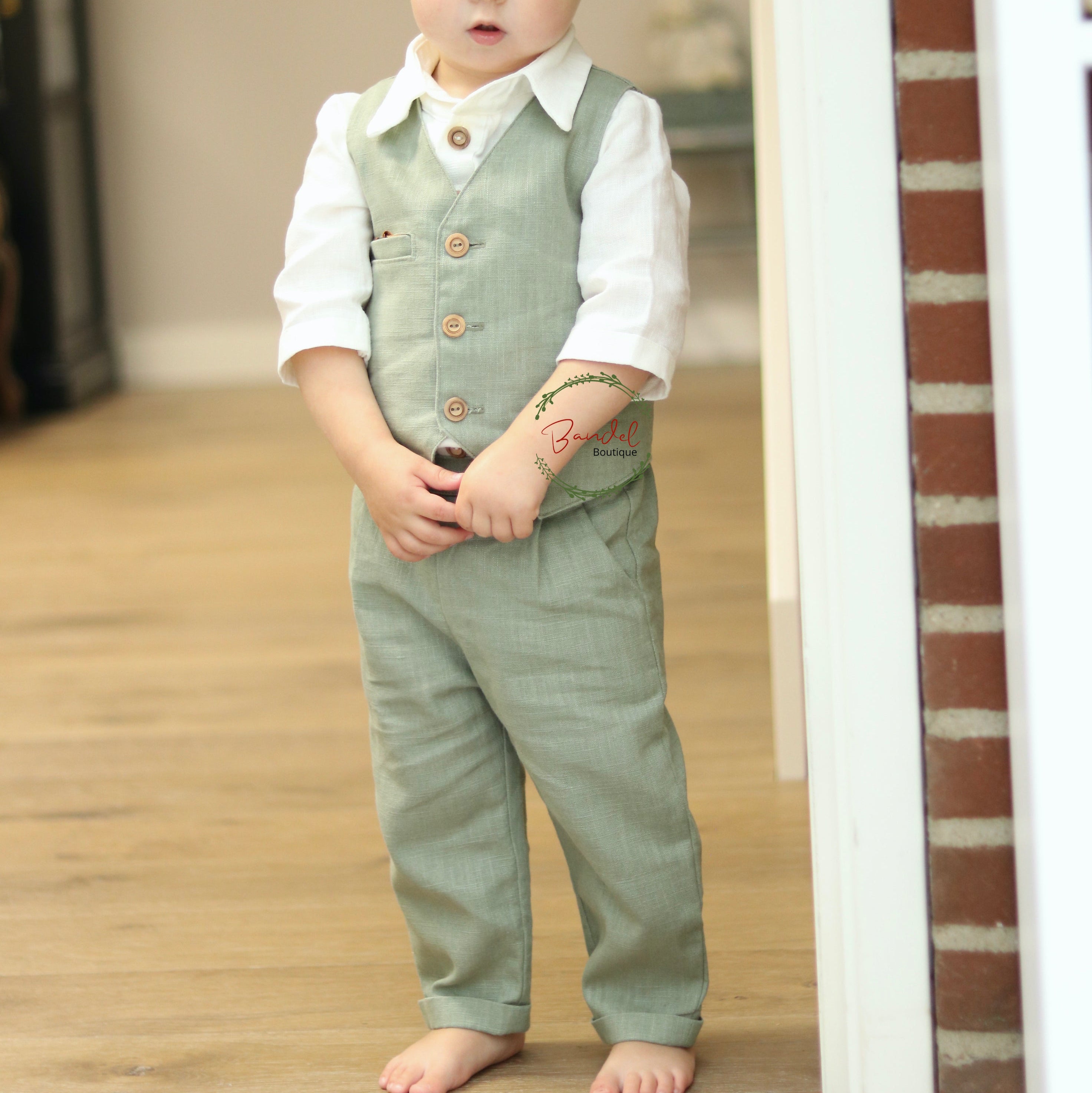 3 Pieces Set Outfit with Vest, Shirt & Trousers