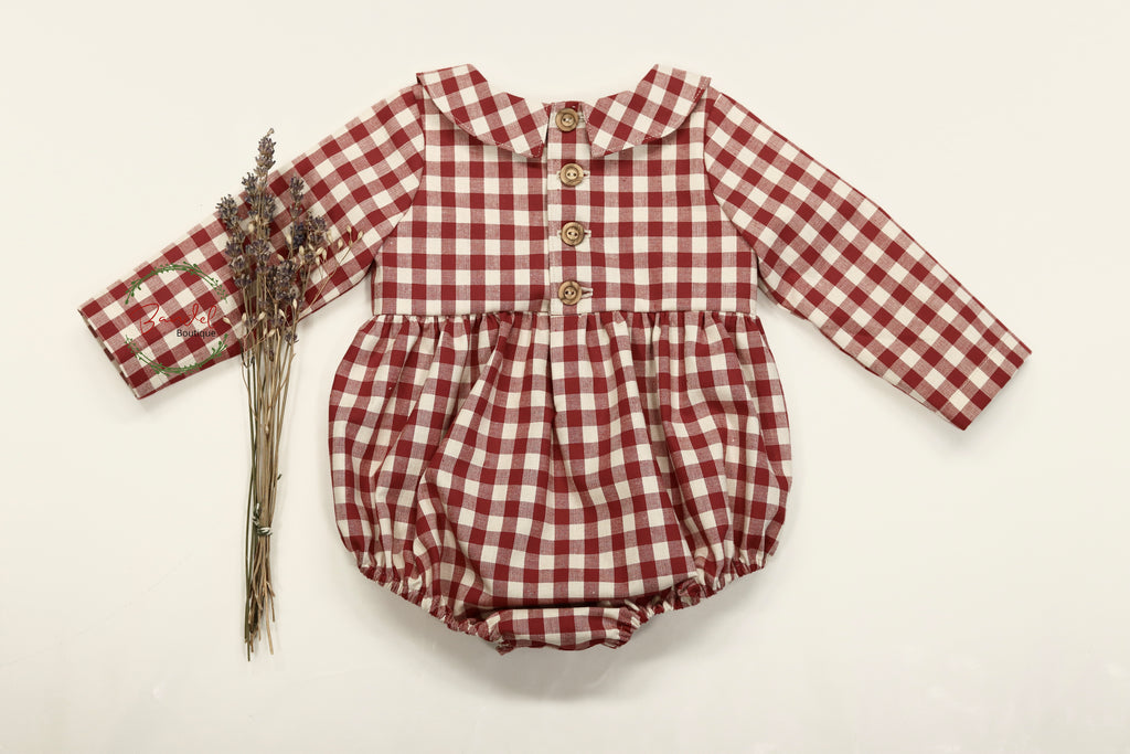 Bordeaux Check Romper