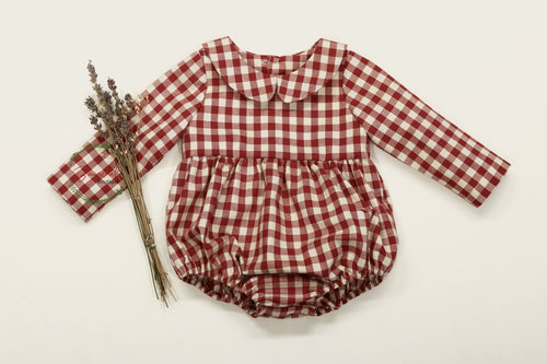 Bordeaux Check Romper