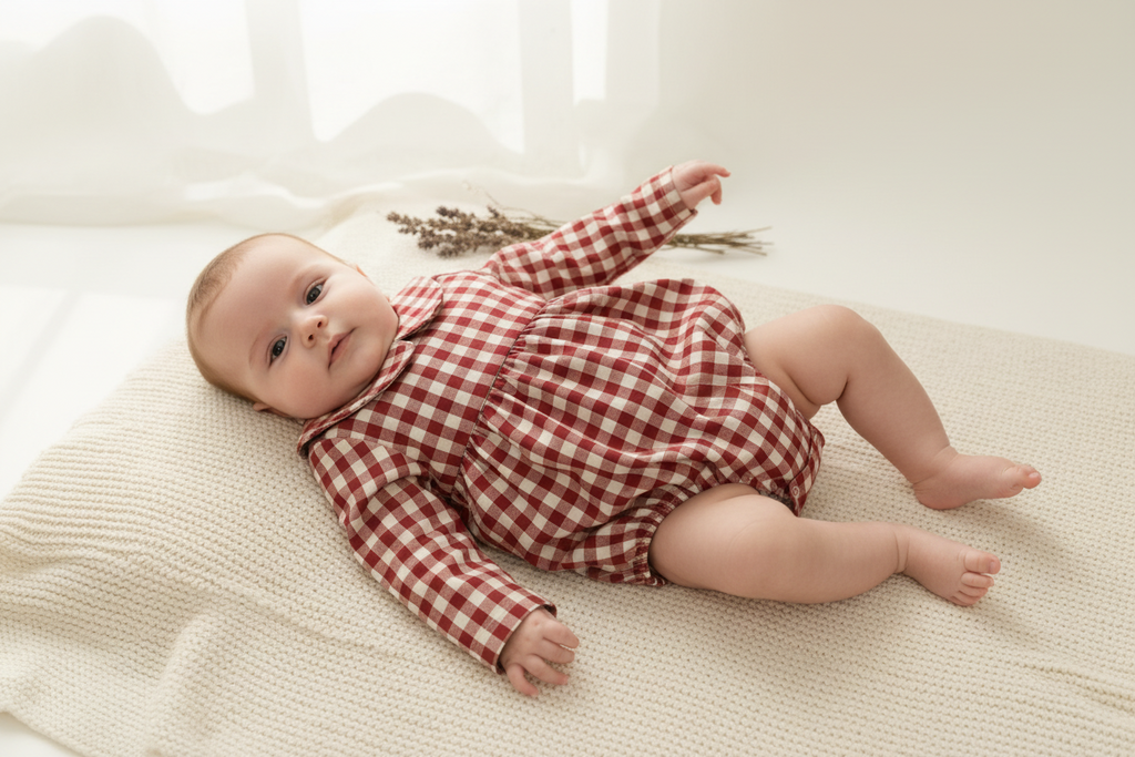 Bordeaux Check Romper