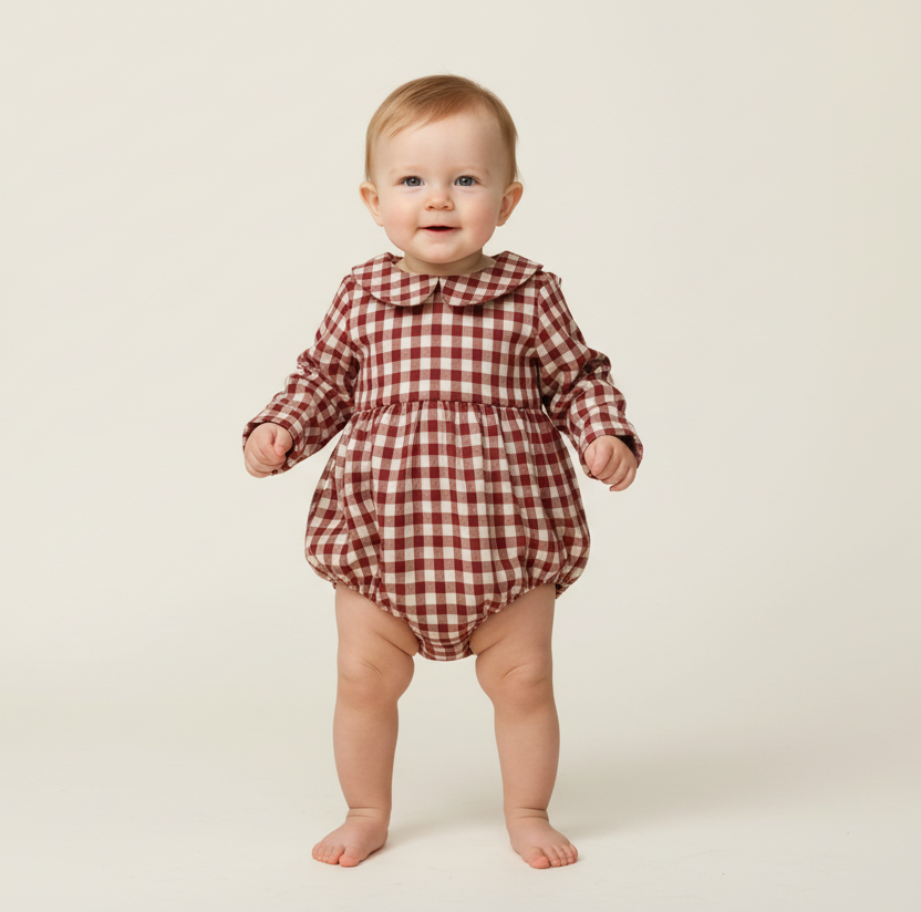 Bordeaux Check Romper