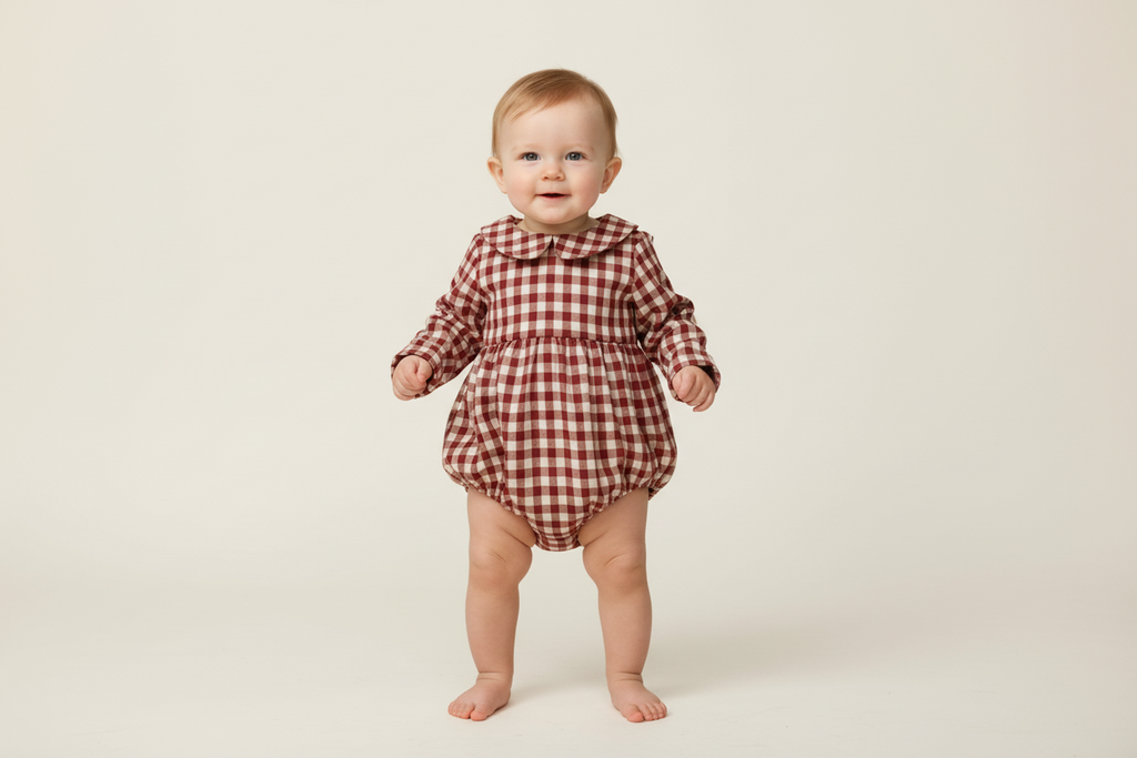Bordeaux Check Romper