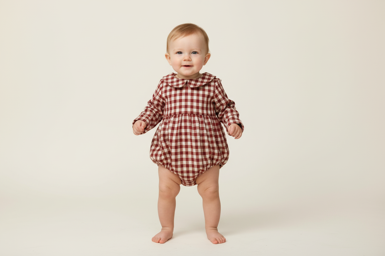 Bordeaux Check Romper