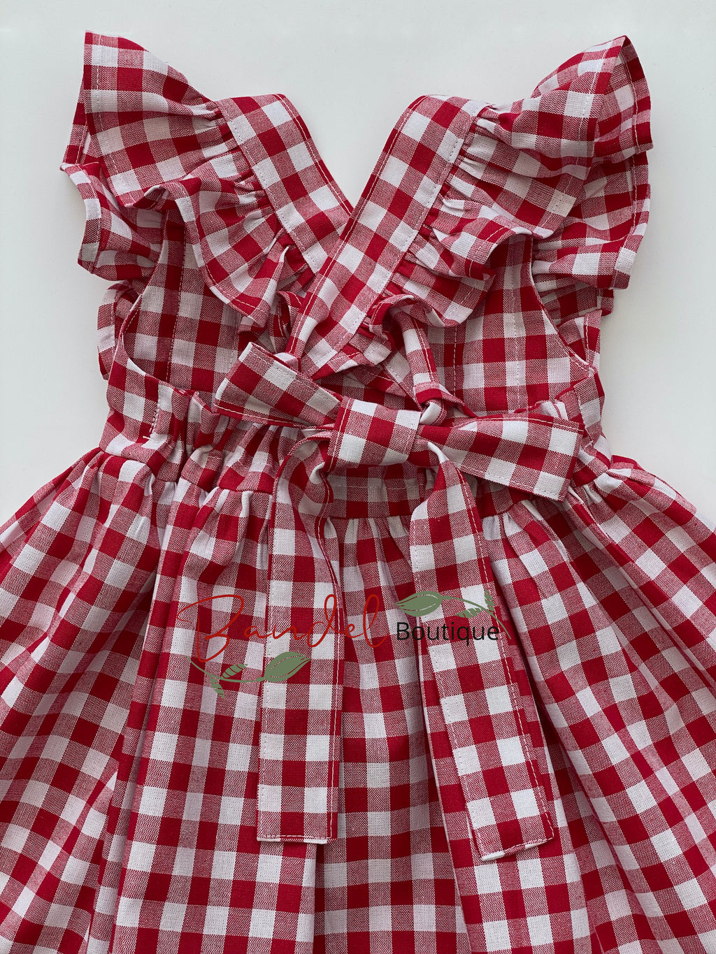Red - Check Ruffles Dress