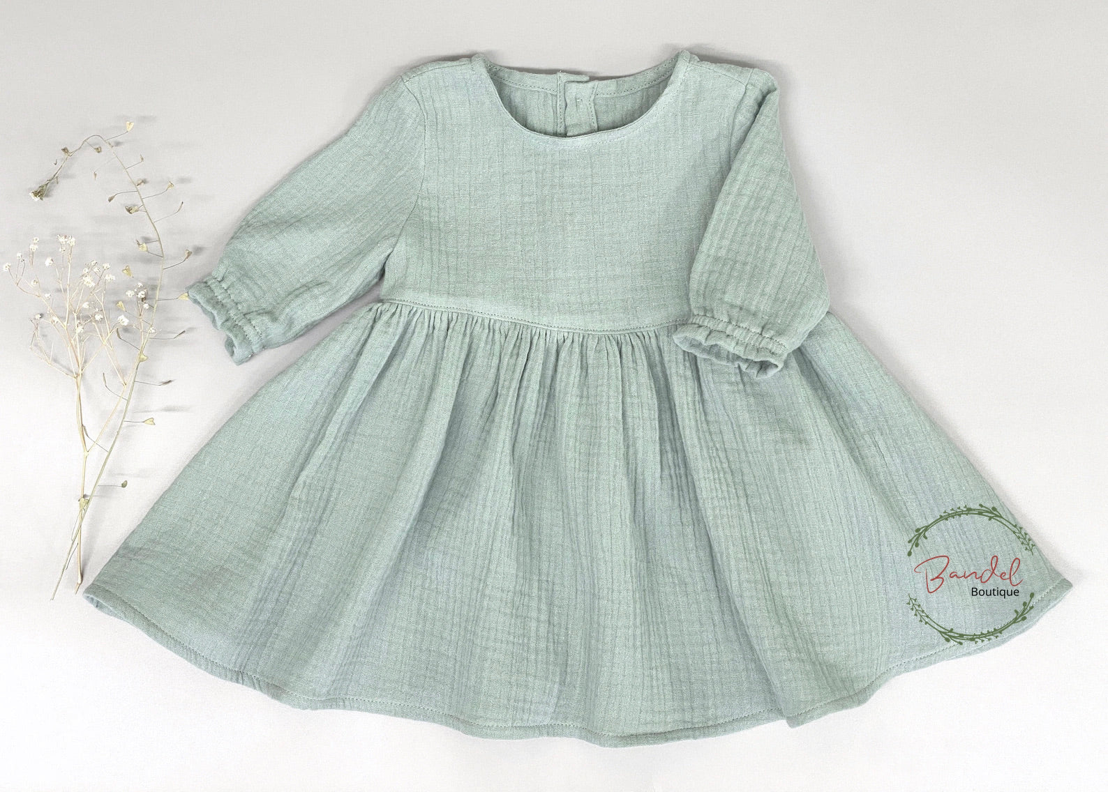 organic gauze mint girl dress