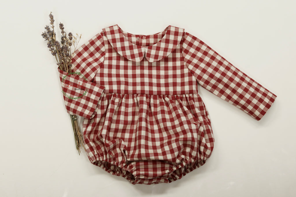 Bordeaux Check Romper