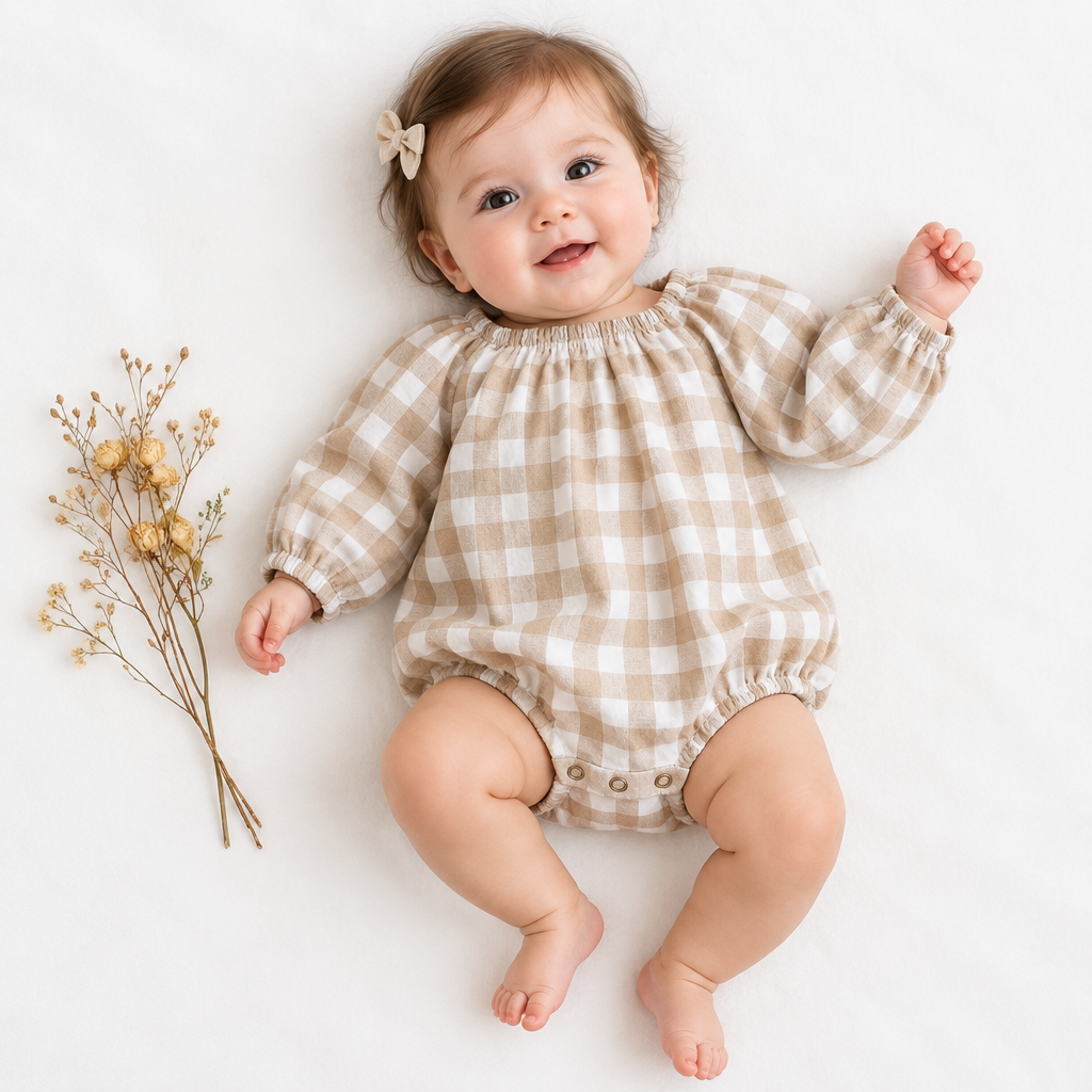 Sand Check Romper- Color Options