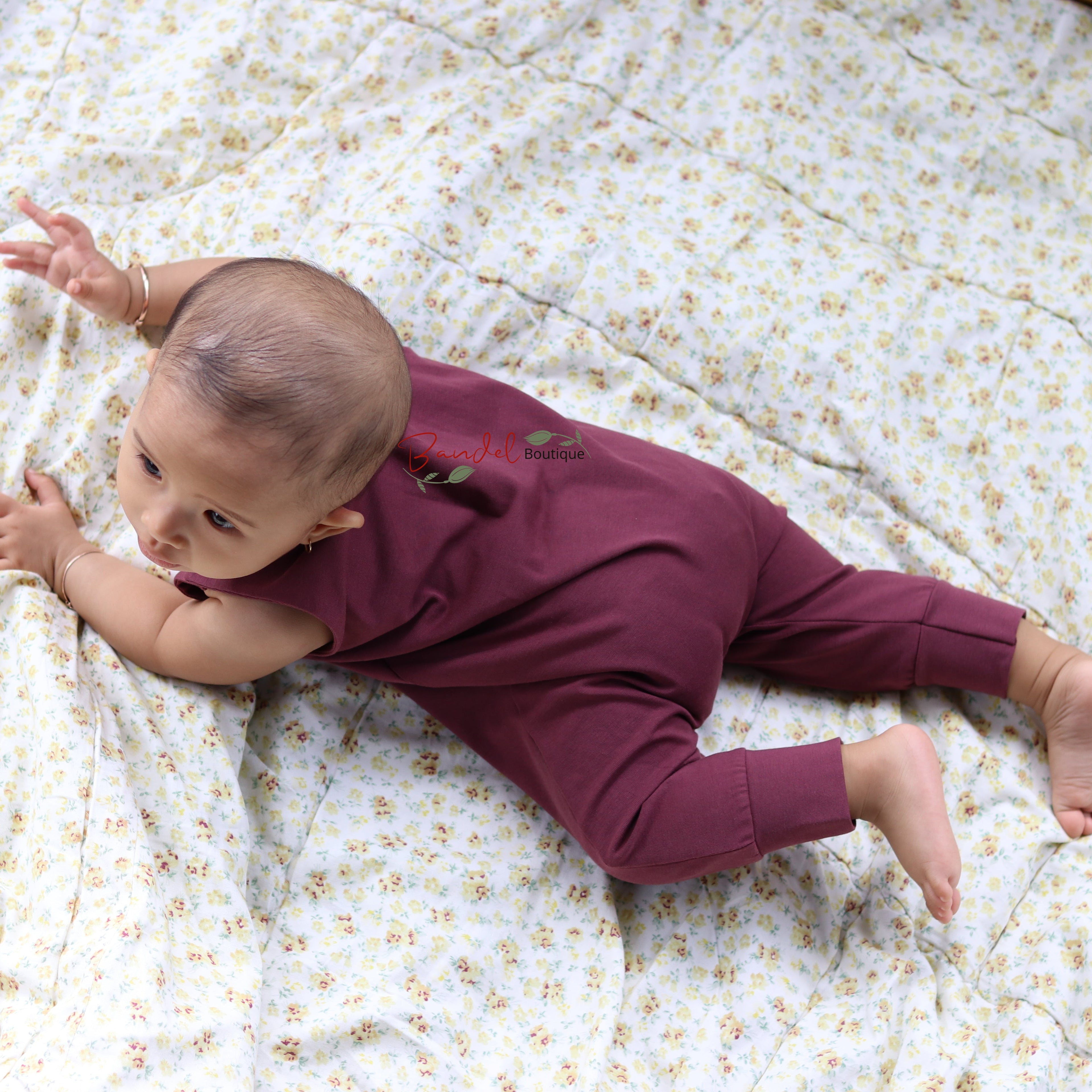 baby wearing harem playsuit 