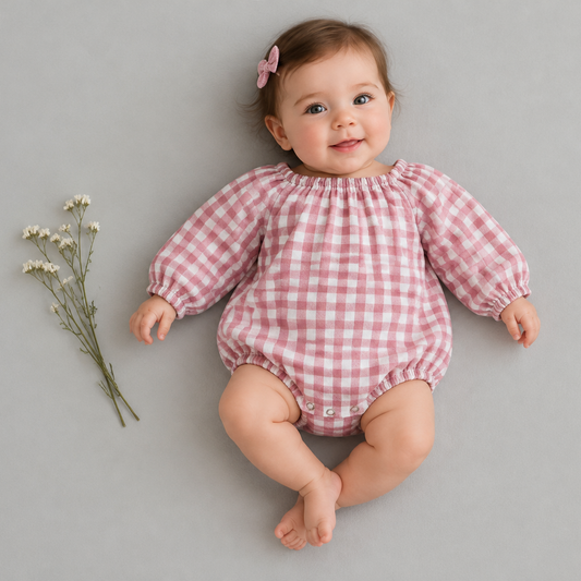 Old- rose Check Romper- Color Options