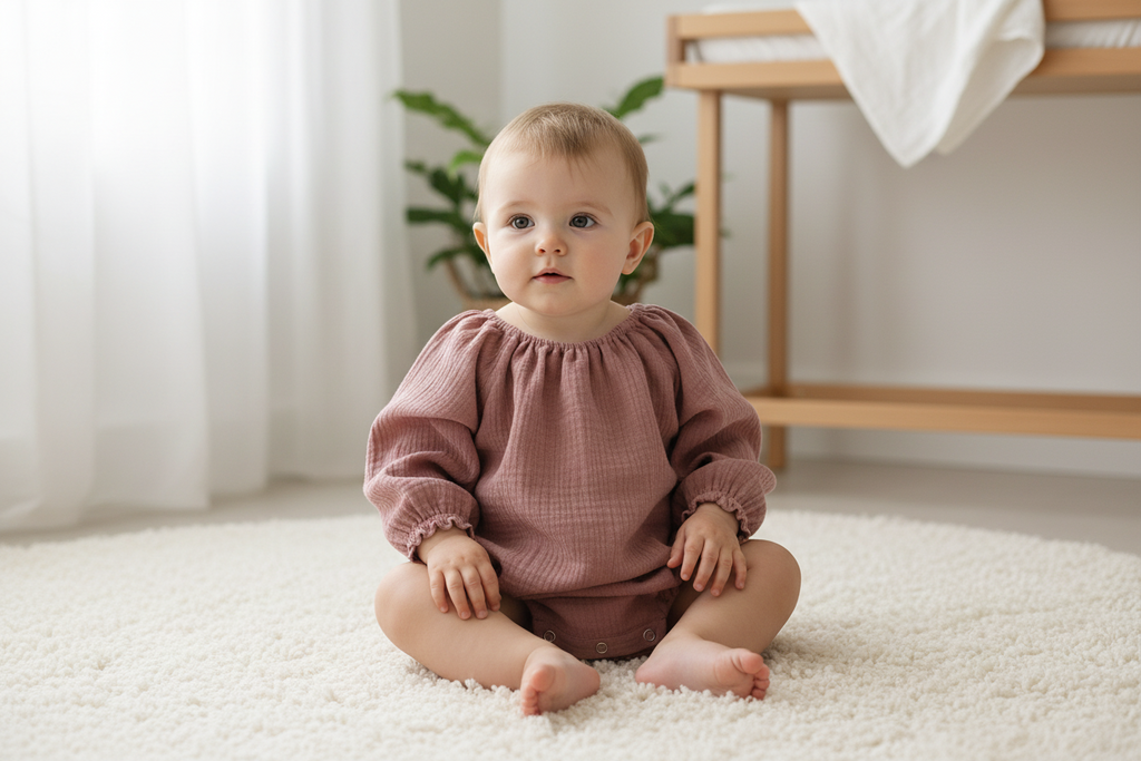 Old- Rose Muslin Romper