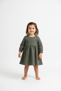 Emma Muslin Dress - Olive- green