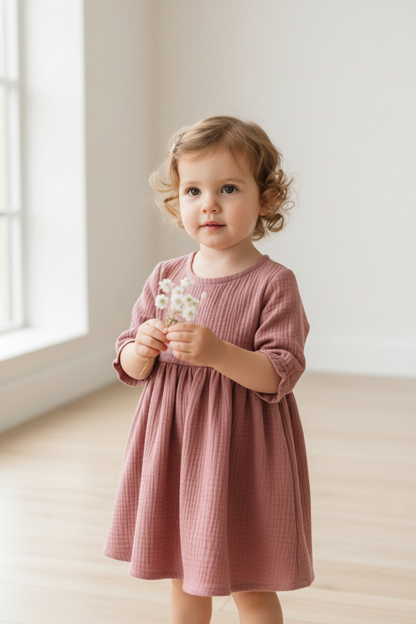 Emma Muslin Dress, Old- pink