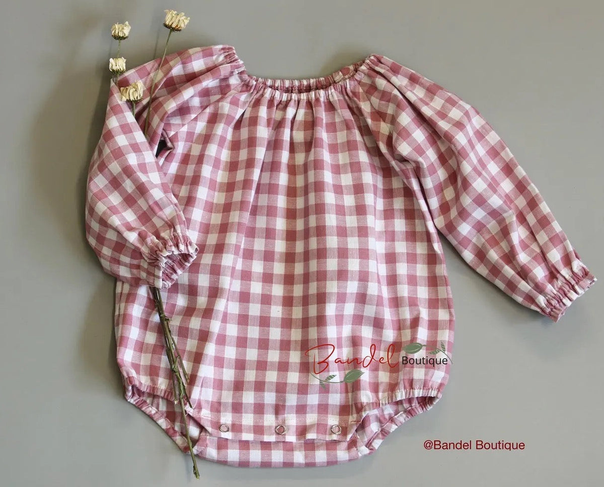 Old- rose Check Romper- Color Options