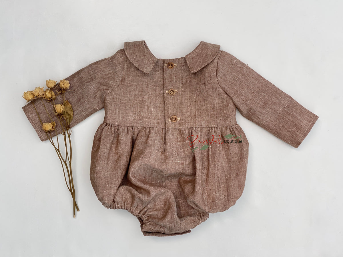 Classic Linen Playsuit-Brown - Color Options