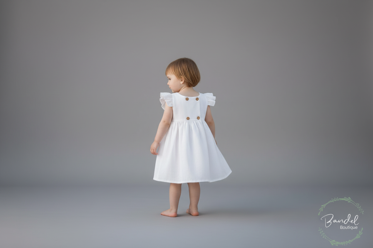 Flutter Sleeves Linen Dress