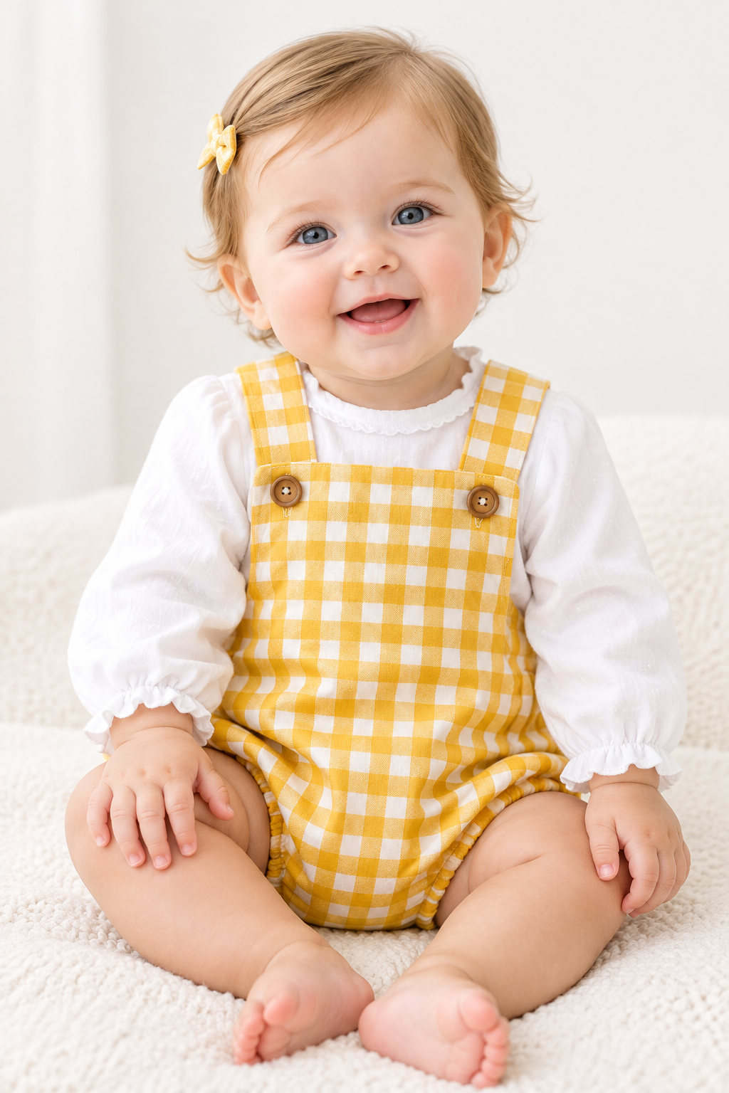 Yellow Gingham Cotton Romper