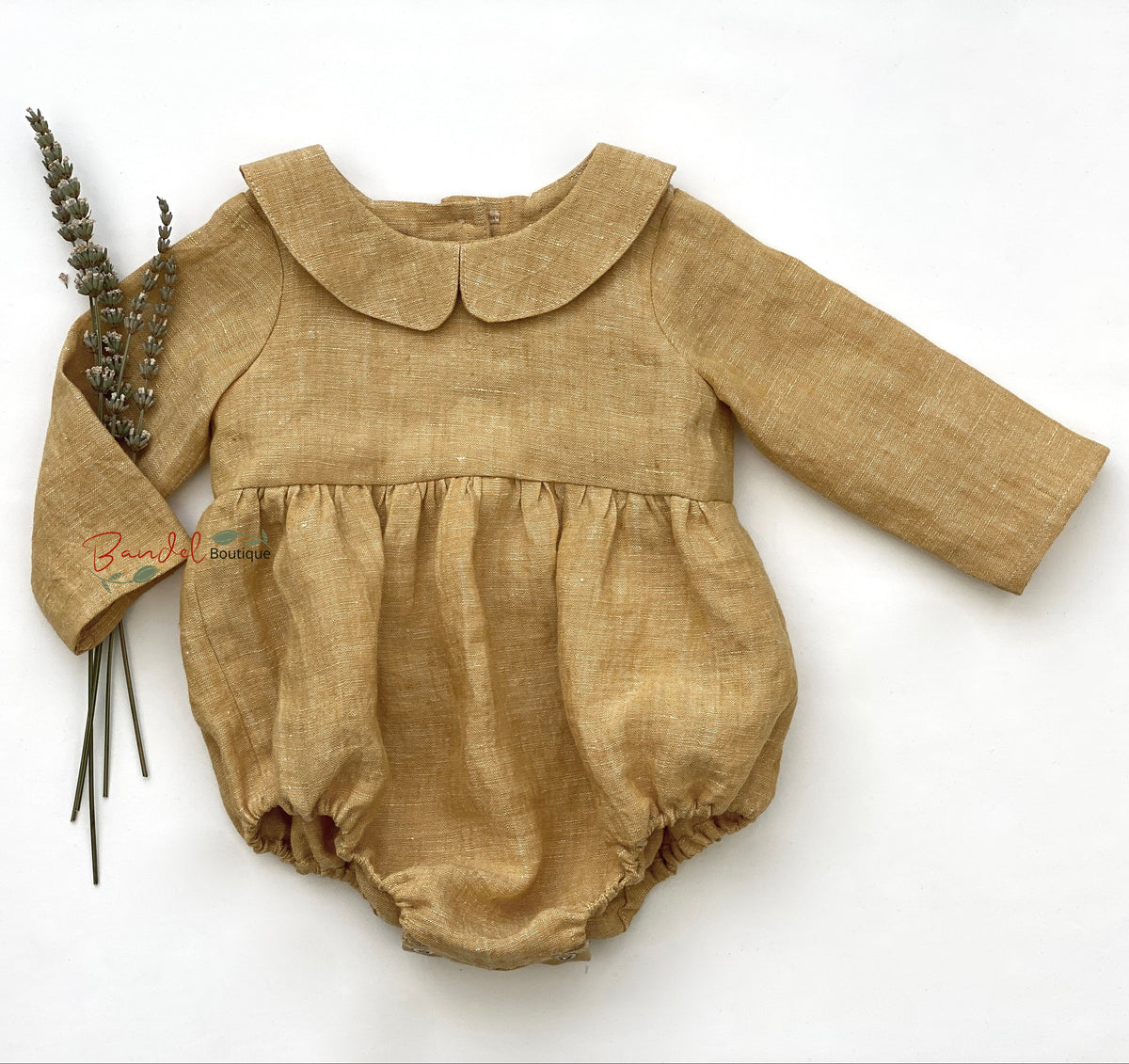 Ocher Yellow Linen Romper